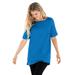 Plus Size Women's Perfect Cuffed Elbow-Sleeve Boat-Neck Tee by Woman Within in Bright Cobalt (Size M) Shirt