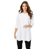 Plus Size Women's Perfect Long-Sleeve Crewneck Tunic by Woman Within in White (Size 26/28)