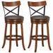 Set of 2 Bar Stools 360-Degree Swivel Dining Bar Chairs with Rubber Wood Legs-29.5 inch - 18.5'' x 18.5'' x 38.5'' (L x W x H)