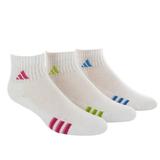 Adidas Accessories | Girls Adidas Quarter Socks 3 Pair Climalite Sport | Color: White | Size: L Fits Shoe Size Youth 3y - 9
