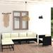 vidaXL 7 Piece Patio Lounge Set with Cushions Poly Rattan Black - 23.6" x 23.6" x 23.6"