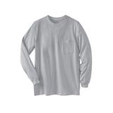 Men's Big & Tall Shrink-Less™ Lightweight Long-Sleeve Crewneck Pocket T-Shirt by KingSize in Heather Grey (Size 8XL)