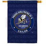 Breeze Decor Seabees Proud Girlfriend Sailor House 2-Sided Polyester 40 x 28 in. House Flag in Blue | 40 H x 28 W in | Wayfair