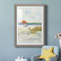 Highland Dunes Sketchy Beach I - Picture Frame Painting Paper, Wood in Black/Blue/Gray | 37.5 H x 27.5 W x 1.5 D in | Wayfair