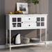 Sideboard Console Table with Bottom Shelf, Rustic Storage Buffet,White