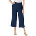 Plus Size Women's Everyday Stretch Knit Wide Leg Crop Pant by Jessica London in Navy (Size 26/28) Soft & Lightweight