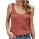Aoseiens Women's Tank Tops Summer Scoop Neck Crochet Knit Loose Hollow Out Sleeveless Sweater Blouse Red