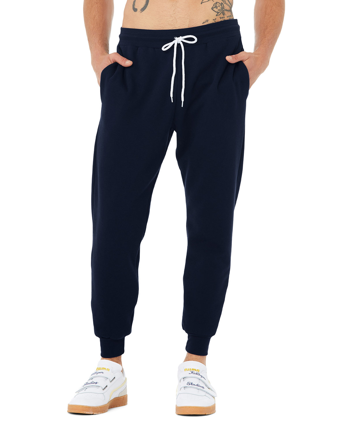 Bella + Canvas 3727 Jogger Sweatpant in Navy Blue size Small | Fleece B3727, BC3727