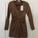 Zara Dresses | Leather Dress | Color: Brown | Size: Xs