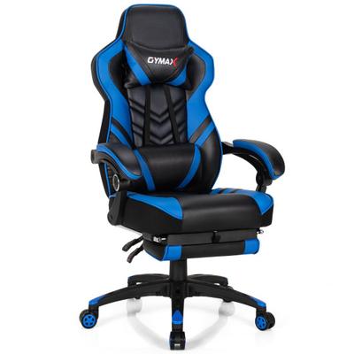 Costway Adjustable Gaming Chair with Footrest for Home Office-Blue
