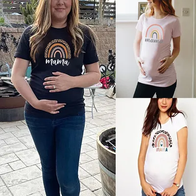 T-shirt manches courtes pour femme enceinte vêtement imprimé style nordique pour annonce de