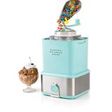 Nostalgia 2-Quart Electric Ice Cream Maker With Candy Crusher, Aqua/Stainless Steel