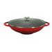 Chasseur 16-inch Red French Enameled Cast Iron Wok with Glass Lid