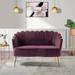 Monica Modern Upholstered 52'' Velvet Tufted Back Sofa Loveseat with Flower Shaped Back Design by HULALA HOME