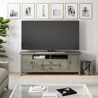 WYNDENHALL Mansfield SOLID WOOD 72 inch Wide Transitional TV Media Stand For TVs up to 80 inches - 72'' W x 16.5'' D x 26'' H