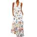 MANTAR Plus Size Womens Bohemia Dresses Sleeveless Butterfly Floral Print Summer Dressses Ladies Sexy V Neck Long Maxi Evening Party Dresses