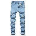 TANGNADE sports and leisure men's cotton trousers knit sweat pant Men's New Fashion Personality Ripped Slim Fit Zipper Stretch Denim Trousers