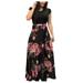 Roliyen Summer Dresses for Women Floral Print Color Matching Dress V Neck Split Maxi Dress Sleeveless Casual Beach Party Sundress