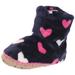 Hatley Girls' Little Fuzzy Fleece Slouch Slippers, Lovey Hearts, Medium (8-10 US Child Shoe Size)