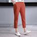 Women's Summer Solid Color Pants Casual Harem Pants Elastic Mid Waist Loose Pockets Pants