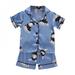 Promotion Clearance!Girls Boys Summer Pajamas Short Cotton Kids Pjs Sets Kids Boys Girls Bunny Print Outfits Set Short Sleeve Blouse Tops+Shorts Sleepwear Pajamas