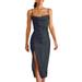 Sexy Dance Womens Satin Dress Casual Sleeveless Tank Dress Solid Color Midi Dress Fashion Dresses