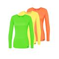 Adar Underscrubs for Women Multi Color 3 Pack - Long Sleeve Underscrub Comfort Tee - Citron/Neon Orange/Neon Lime Green - M