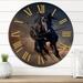 East Urban Home Portrait Of Thoroughbred Nonius Stallion Horse I - Farmhouse wall clock Metal in White | 23 H x 23 W x 1 D in | Wayfair