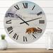 East Urban Home Red Fox Running In White Snow I - Farmhouse wall clock Metal in Orange/Red/White | 23 H x 23 W x 1 D in | Wayfair