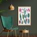 East Urban Home Desert Botanical Herbal Cartoon Style Cactus Plant Flower w/ Spikes - Picture Frame Painting Print on Fabric Fabric | Wayfair