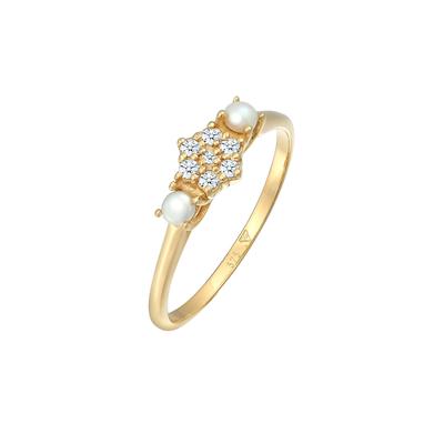 Elli DIAMONDS - Diamant (0.095 ct.) Süßwasserperle 375 Gelbgold Ringe Damen