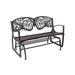 Rosalind Wheeler Gardnerville Butterfly Outdoor Glider Bench in Black/Brown | 32.5 H x 50 W x 25 D in | Wayfair A550E5F61A1D46D3B0E64AF688508263