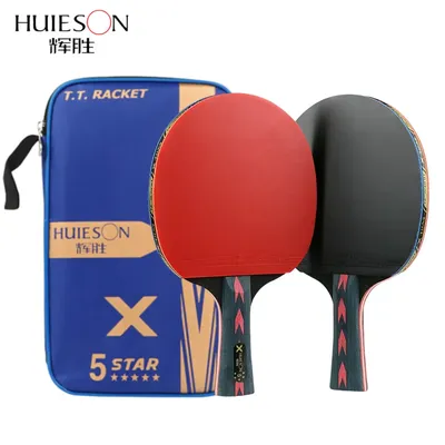 Huieson-Ensembles de raquettes de tennis de table Star 5/6 raquettes de ping-pong manche long