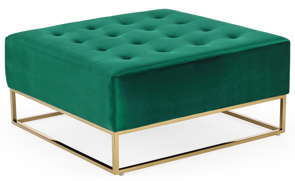 Pouf carré hudson velours vert