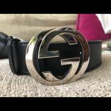 Gucci Accessories | Gucci Gg Black Leather Belt | Color: Black | Size: 38