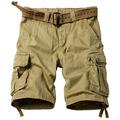 KOCTHOMY Men's Classic Cotton Cargo Shorts Casual Relaxed Fit with Multi Pocket Khaki 32