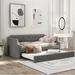 Red Barrel Studio® Perion Twin Daybed w/ Trundle Upholstered/Linen in Gray, Size 67.0 D in | Wayfair 1A5757B3951E4DD6A6DA0C8022145DA7