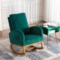 Corrigan Studio® Esra Rocking Chair Upholstered/Polyester or Polyester Blend/Fabric in Green/Blue | 39.76 H x 27.16 W x 37 D in | Wayfair