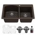 Karran Drop-In Quartz 33 in. 1-Hole 60/40 Double Bowl Kitchen Sink Kit