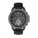 Men's Big & Tall Gunmetal Watch with Black Faux Leather Band by KingSize in Black