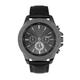 Men's Big & Tall Gunmetal Watch with Black Faux Leather Band by KingSize in Black