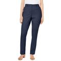 Plus Size Women's Stretch Cotton Chino Straight Leg Pant by Jessica London in Navy (Size 14 W)
