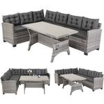 Salon de Jardin en polyrotin 6 Personnes Mobilier de Jardin avec Coussins Meuble Extérieur Mobilier