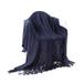 Battilo Home Soft Throw Blanket Warm & Knitted Blankets with Decorative Fringe Lightweight for Bed o by Battilo Home in Navy (Size 50" X 60")