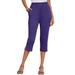 Plus Size Women's Soft Knit Capri Pant by Roaman's in Midnight Violet (Size 2X) Pull On Elastic Waist