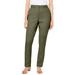 Plus Size Women's Stretch Cotton Chino Straight Leg Pant by Jessica London in Dark Olive Green (Size 26 W)