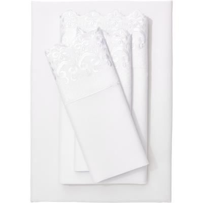 Hotel Embroidery Sheet Set by BrylaneHome in White (Size FULL)