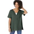Plus Size Women's Split-Neck Henley Thermal Tee by Woman Within in Pine (Size 14/16) Shirt