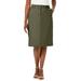 Plus Size Women's Stretch Cotton Chino Skirt by Jessica London in Dark Olive Green (Size 22 W)