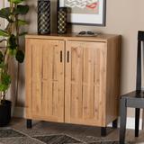 Baxton Studio Excel Modern and Contemporary Oak Brown Finished Wood 2-Door Storage Cabinet - Wholesale Interiors SR 890005-H-Wotan Oak